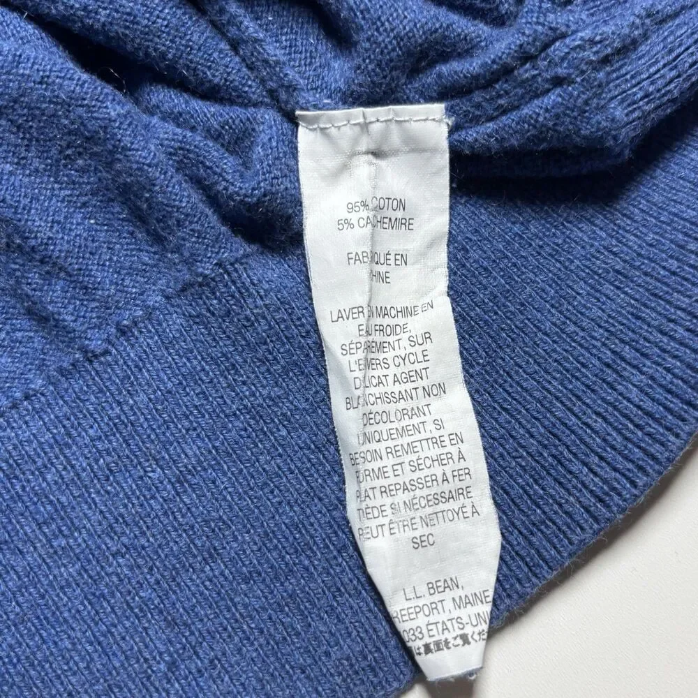 LL Bean Sweater 1/4 quarter Zip Cotton‎ Cashmere Pullover Men's XXLT Tall Blue